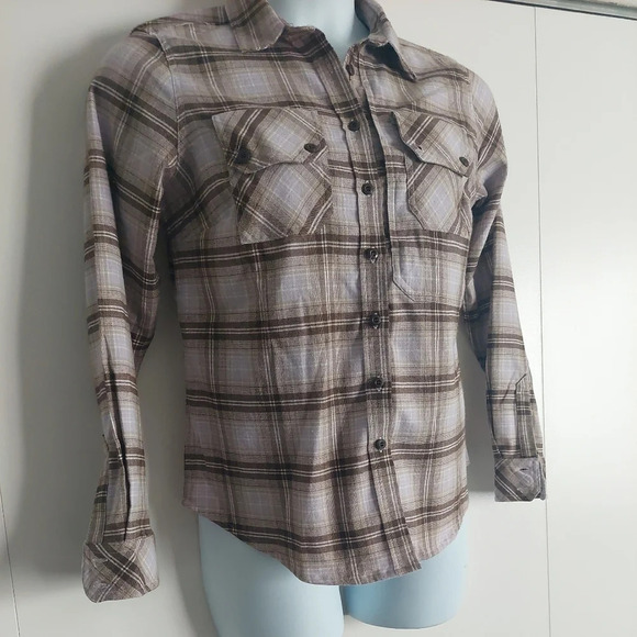 5.11 Tactical Hera womens Plaid flannel Shirt Small Casual Brown Lavender - Picture 3 of 7